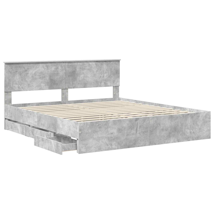 Cadru de pat Gri din beton 180 x 200 cm Lemn Ingineresc - WALTI WALTI