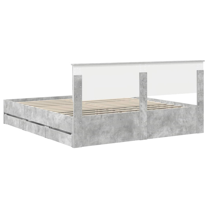 Cadru de pat Gri din beton 180 x 200 cm Lemn Ingineresc - WALTI WALTI