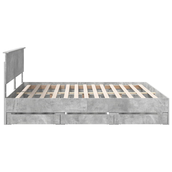 Cadru de pat Gri din beton 180 x 200 cm Lemn Ingineresc - WALTI WALTI