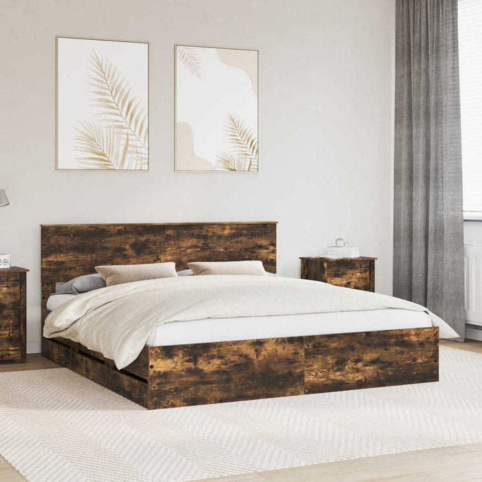 Cadru de pat Stejar fumuriu 180 x 200 cm Lemn Ingineresc - WALTI WALTI