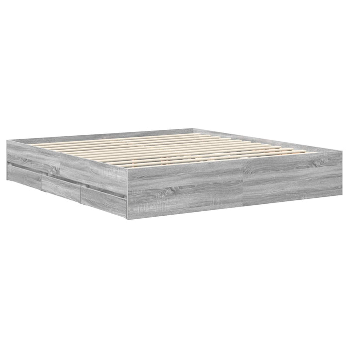 Cadru de pat cu sertar Gri Sonoma 180 x 200 cm Lemn Ingineresc - WALTI WALTI