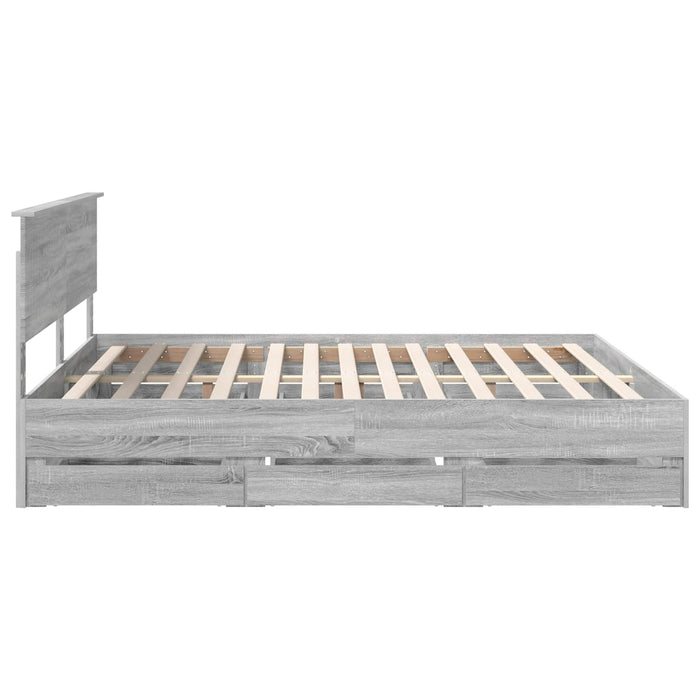 Cadru de pat cu sertar Gri Sonoma 180 x 200 cm Lemn Ingineresc - WALTI WALTI
