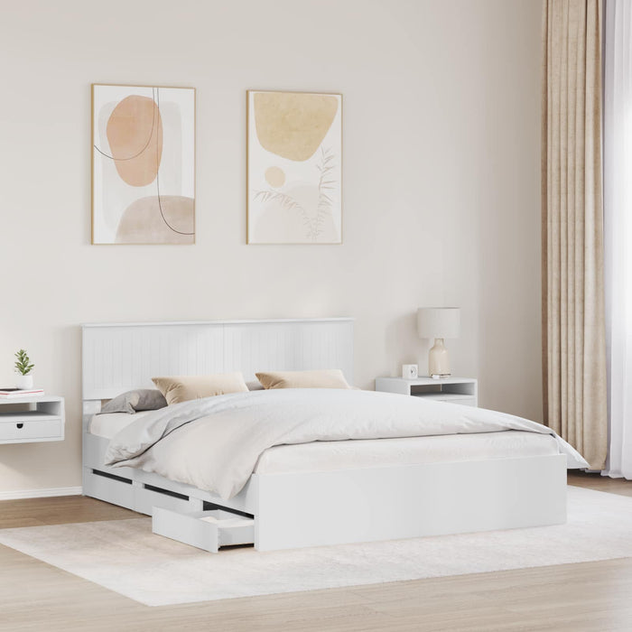 Cadru de pat cu sertar Alb 160 x 200 cm Lemn Ingineresc - WALTI WALTI
