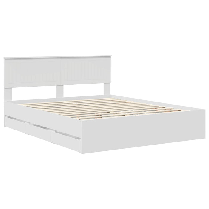 Cadru de pat cu sertar Alb 160 x 200 cm Lemn Ingineresc - WALTI WALTI