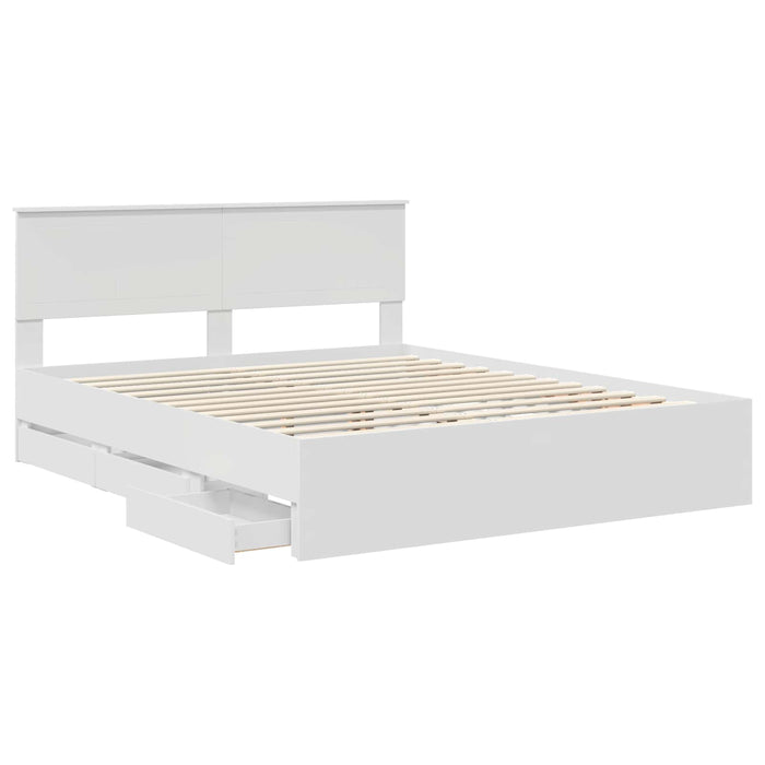 Cadru de pat cu sertar Alb 160 x 200 cm Lemn Ingineresc - WALTI WALTI