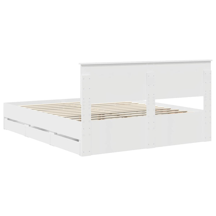 Cadru de pat cu sertar Alb 160 x 200 cm Lemn Ingineresc - WALTI WALTI
