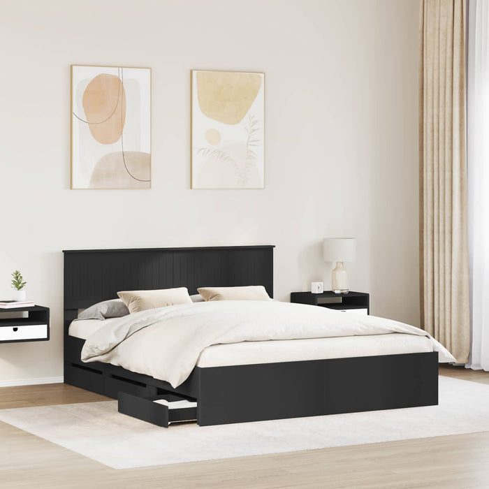 Cadru de pat cu sertar Negru 160 x 200 cm Lemn Ingineresc - WALTI WALTI