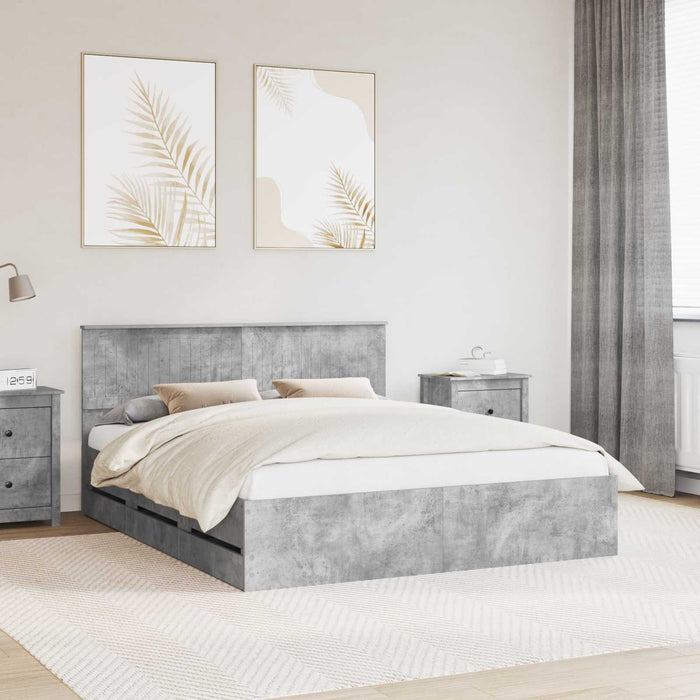 Cadru de pat Gri din beton 160 x 200 cm Lemn Ingineresc - WALTI WALTI