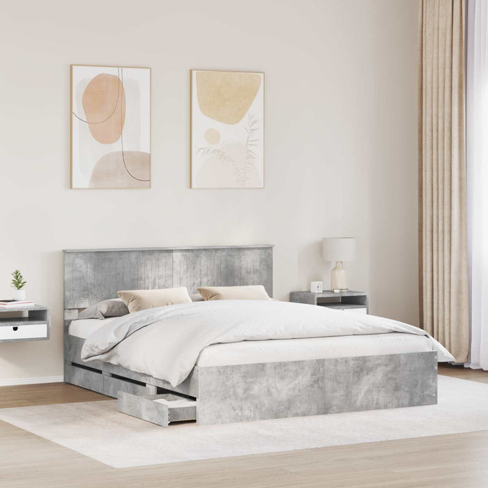 Cadru de pat Gri din beton 160 x 200 cm Lemn Ingineresc - WALTI WALTI