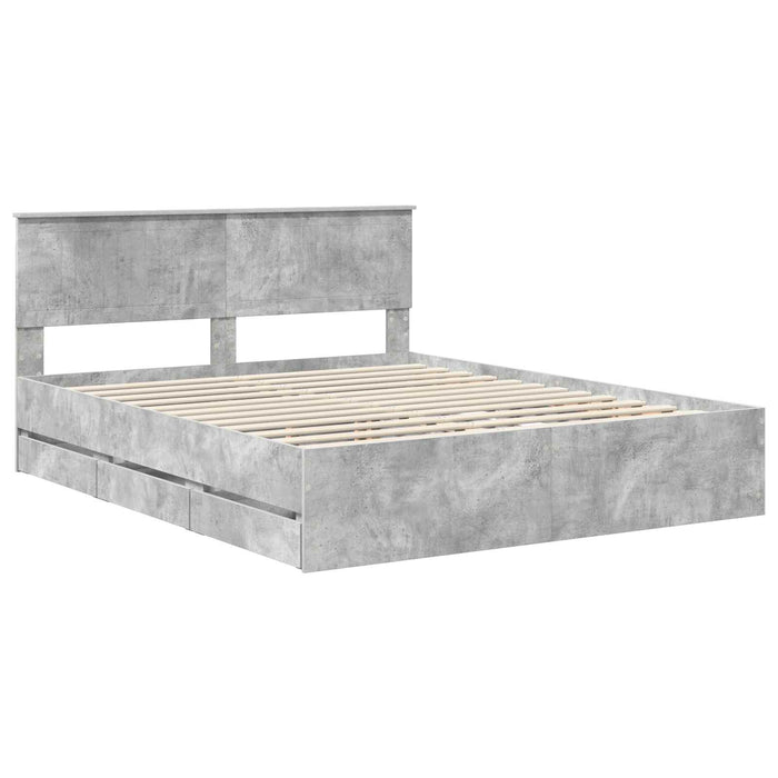 Cadru de pat Gri din beton 160 x 200 cm Lemn Ingineresc - WALTI WALTI
