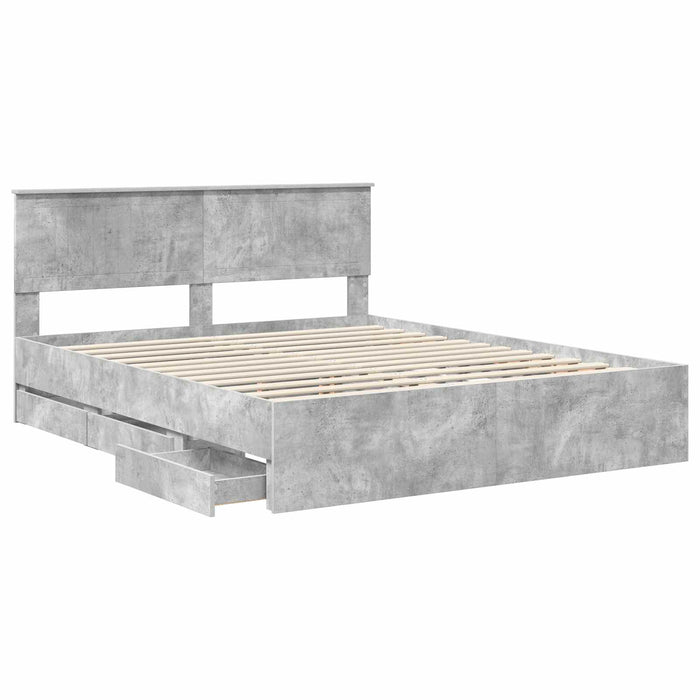 Cadru de pat Gri din beton 160 x 200 cm Lemn Ingineresc - WALTI WALTI