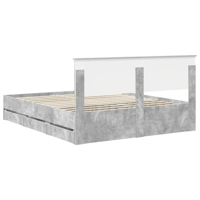 Cadru de pat Gri din beton 160 x 200 cm Lemn Ingineresc - WALTI WALTI