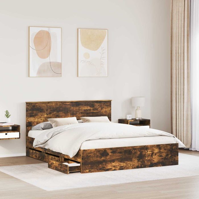 Cadru de pat Stejar fumuriu 160 x 200 cm Lemn Ingineresc - WALTI WALTI