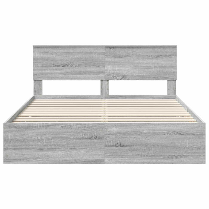 Cadru de pat cu sertar Gri Sonoma 160 x 200 cm Lemn Ingineresc - WALTI WALTI