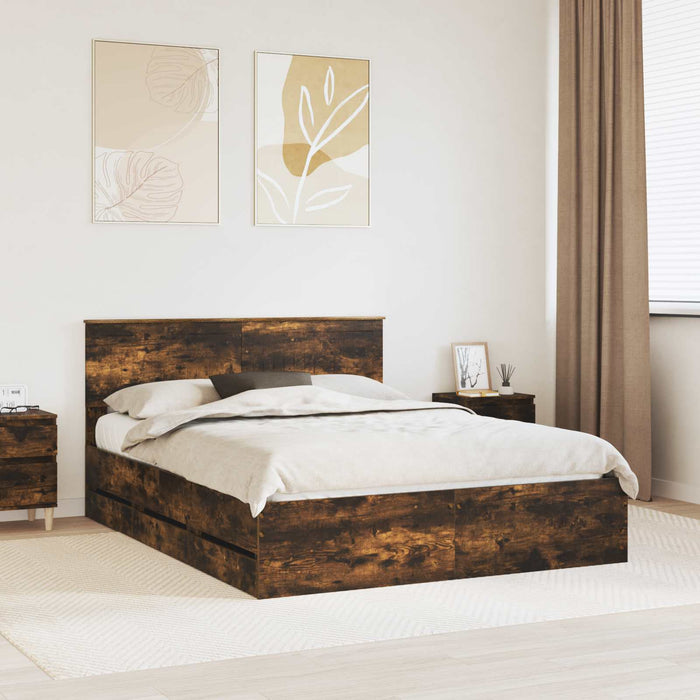 Cadru de pat Stejar fumuriu 150 x 200 cm Lemn Ingineresc - WALTI WALTI