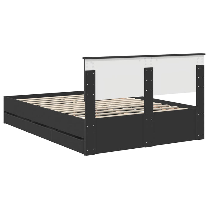 Cadru de pat cu sertar Negru 140 x 190 cm Lemn Ingineresc - WALTI WALTI