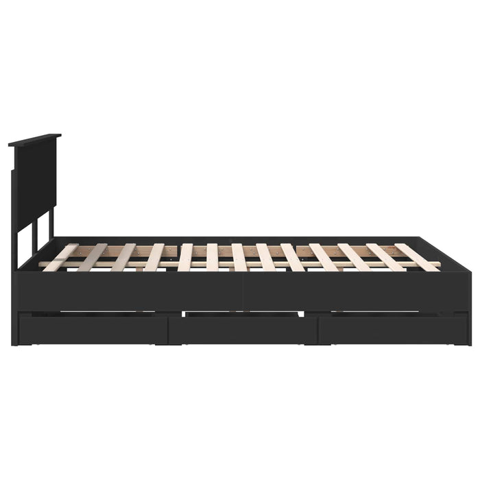 Cadru de pat cu sertar Negru 140 x 190 cm Lemn Ingineresc - WALTI WALTI