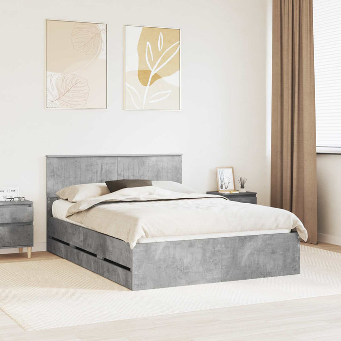 Cadru de pat Gri din beton 140 x 190 cm Lemn Ingineresc - WALTI WALTI