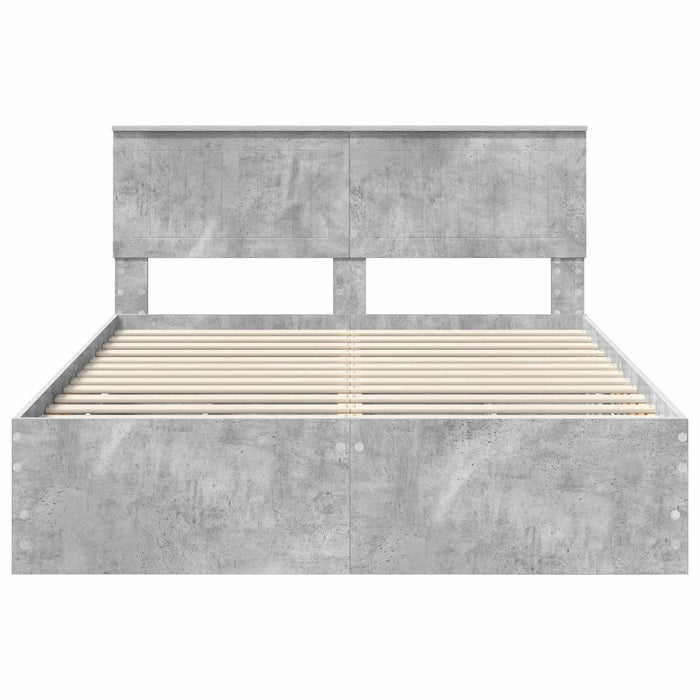 Cadru de pat Gri din beton 140 x 190 cm Lemn Ingineresc - WALTI WALTI