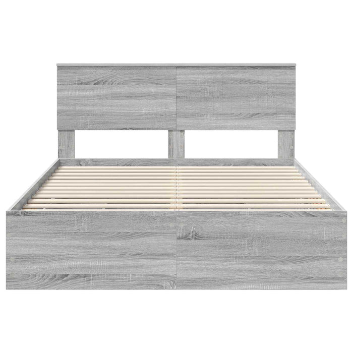 Cadru de pat cu sertar Gri Sonoma 140 x 190 cm Lemn Ingineresc - WALTI WALTI