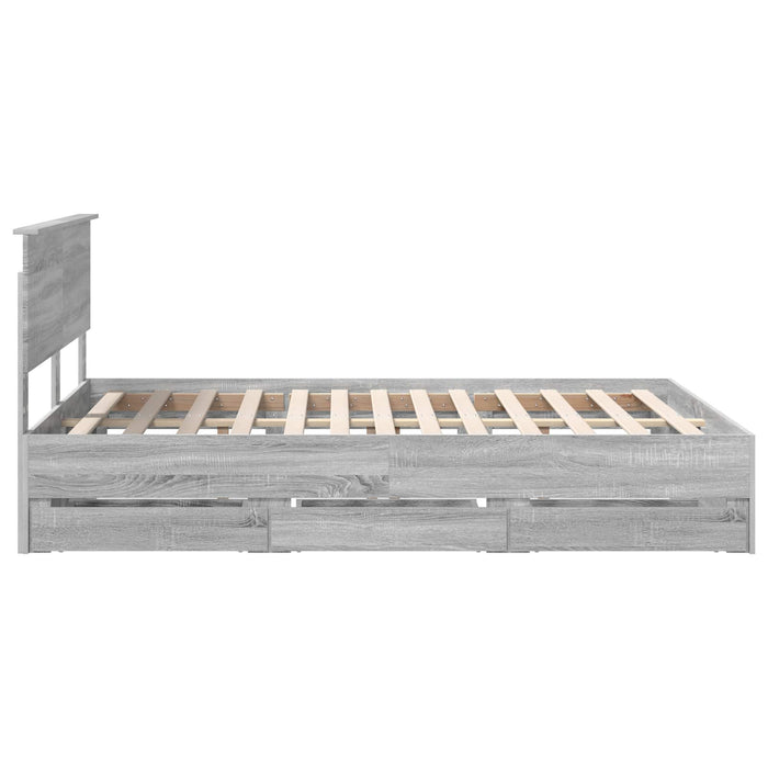 Cadru de pat cu sertar Gri Sonoma 140 x 190 cm Lemn Ingineresc - WALTI WALTI
