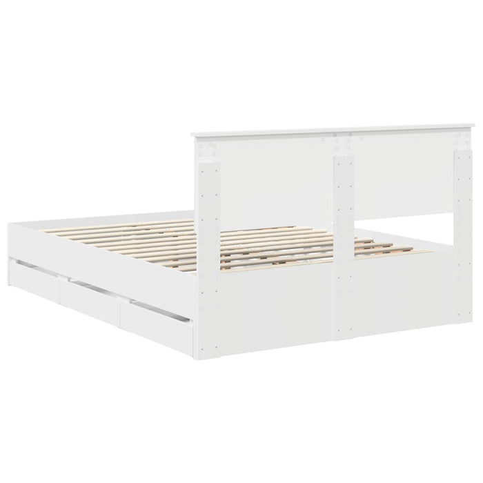 Cadru de pat cu sertar Alb 140 x 200 cm Lemn Ingineresc - WALTI WALTI