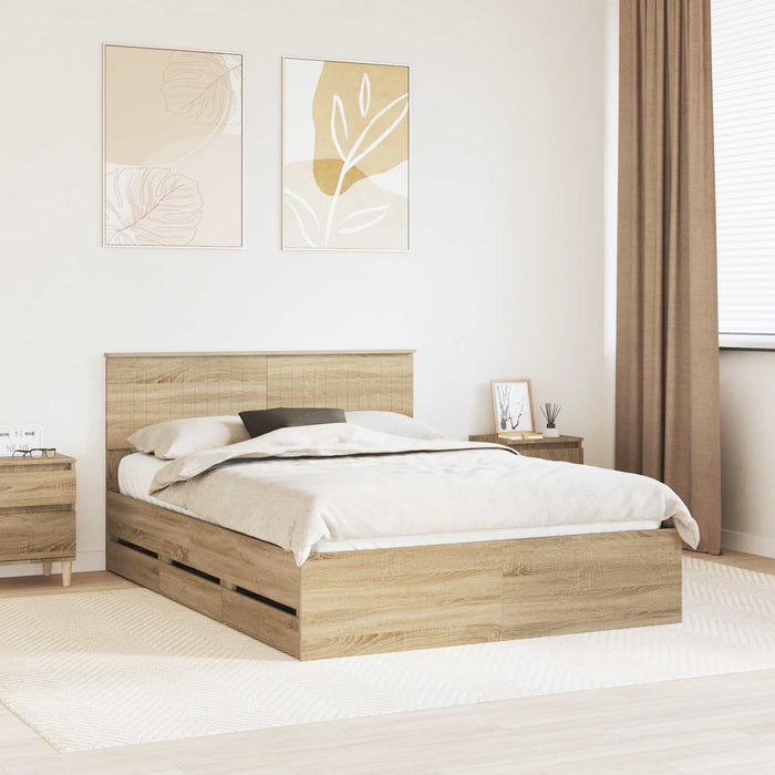 Cadru de pat Stejar Sonoma 140 x 190 cm Lemn Ingineresc WALTI