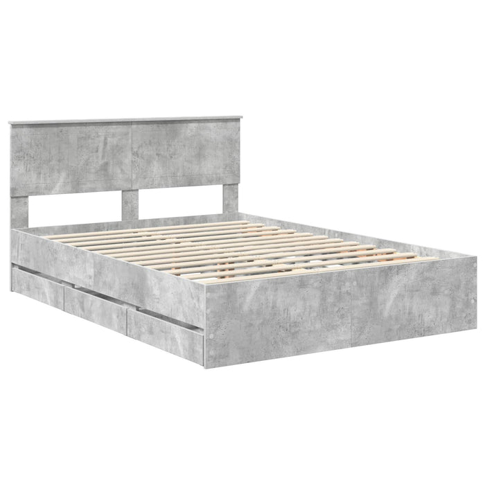 Cadru de pat Gri din beton 140 x 200 cm Lemn Ingineresc - WALTI WALTI