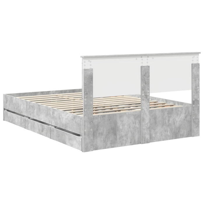 Cadru de pat Gri din beton 140 x 200 cm Lemn Ingineresc - WALTI WALTI