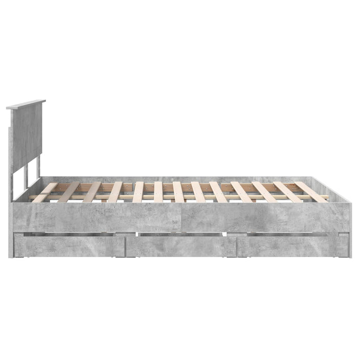Cadru de pat Gri din beton 140 x 200 cm Lemn Ingineresc - WALTI WALTI