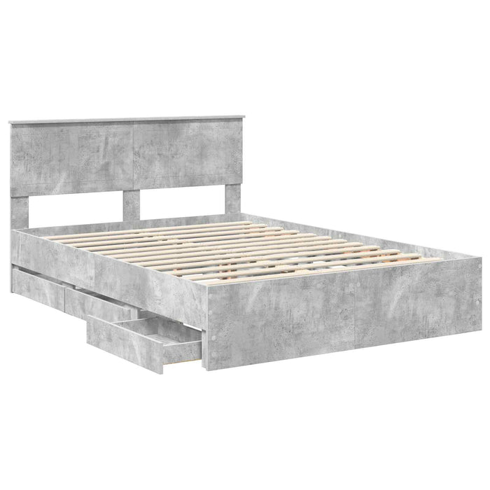 Cadru de pat Gri din beton 135 x 190 cm Lemn Ingineresc - WALTI WALTI