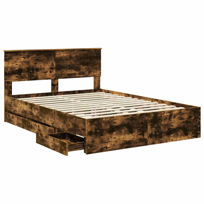 Cadru de pat Stejar fumuriu 135 x 190 cm Lemn Ingineresc - WALTI WALTI