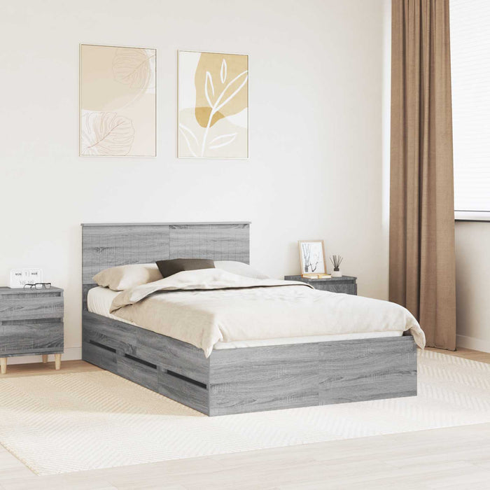 Cadru de pat cu sertar Gri Sonoma 120 x 200 cm Lemn Ingineresc - WALTI WALTI