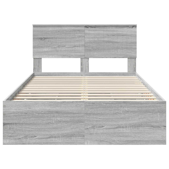 Cadru de pat cu sertar Gri Sonoma 120 x 200 cm Lemn Ingineresc - WALTI WALTI