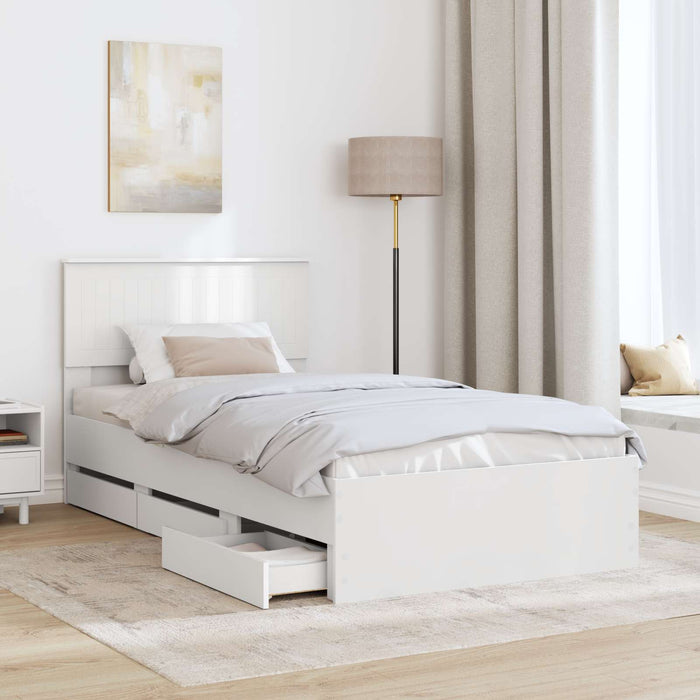 Cadru de pat cu sertar Alb 100 x 200 cm Lemn Ingineresc - WALTI WALTI