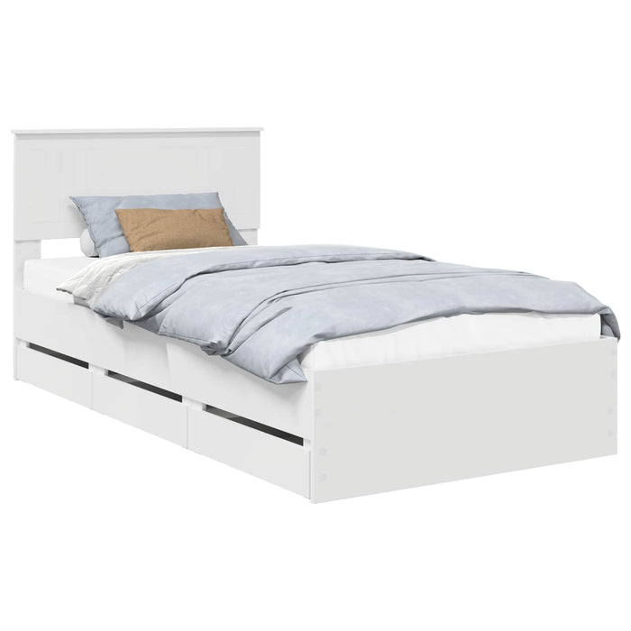Cadru de pat cu sertar Alb 100 x 200 cm Lemn Ingineresc - WALTI WALTI