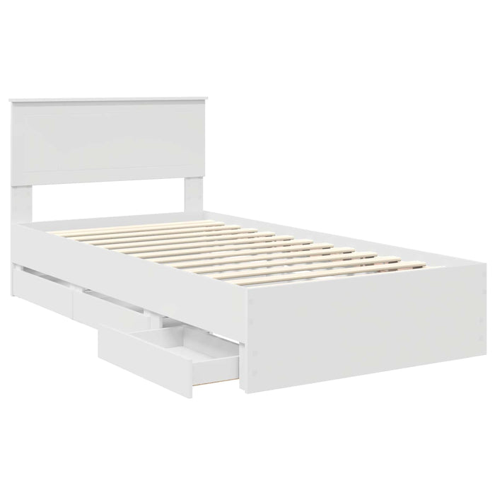 Cadru de pat cu sertar Alb 100 x 200 cm Lemn Ingineresc - WALTI WALTI