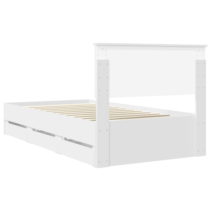 Cadru de pat cu sertar Alb 100 x 200 cm Lemn Ingineresc - WALTI WALTI