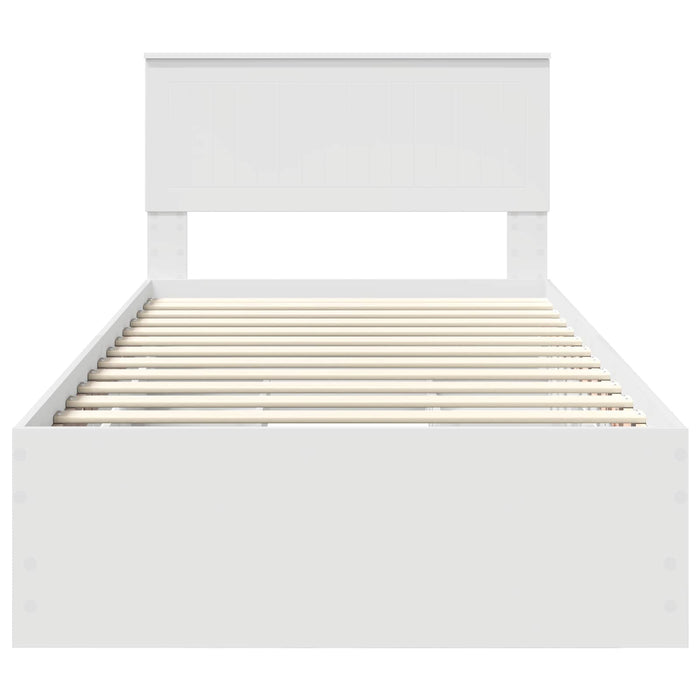 Cadru de pat cu sertar Alb 100 x 200 cm Lemn Ingineresc - WALTI WALTI