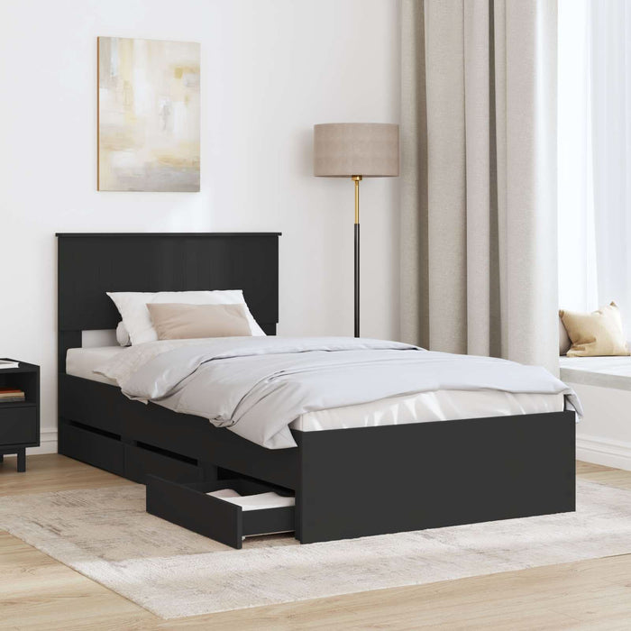 Cadru de pat cu sertar Negru 100 x 200 cm Lemn Ingineresc - WALTI WALTI