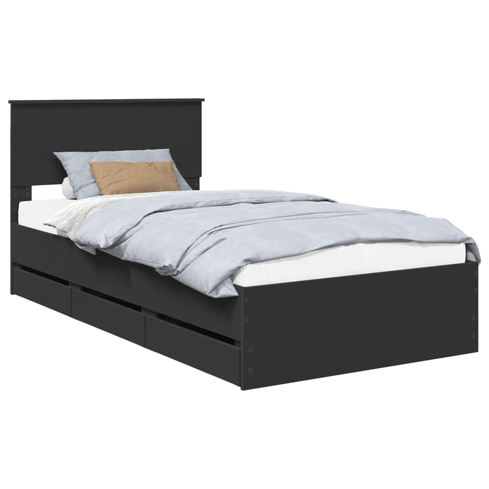 Cadru de pat cu sertar Negru 100 x 200 cm Lemn Ingineresc - WALTI WALTI