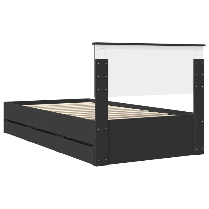 Cadru de pat cu sertar Negru 100 x 200 cm Lemn Ingineresc - WALTI WALTI