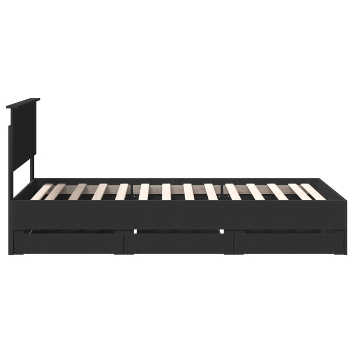 Cadru de pat cu sertar Negru 100 x 200 cm Lemn Ingineresc - WALTI WALTI
