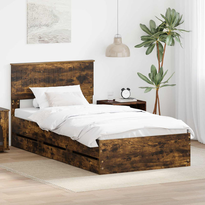 Cadru de pat Stejar fumuriu 100 x 200 cm Lemn Ingineresc - WALTI WALTI