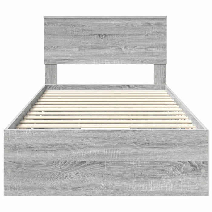 Cadru de pat cu sertar Gri Sonoma 100 x 200 cm Lemn Ingineresc - WALTI WALTI
