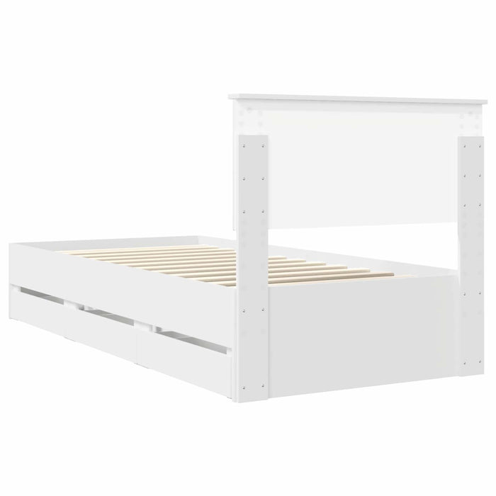 Cadru de pat cu sertar Alb 90 x 190 cm Lemn Ingineresc - WALTI WALTI