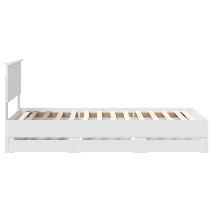 Cadru de pat cu sertar Alb 90 x 190 cm Lemn Ingineresc - WALTI WALTI