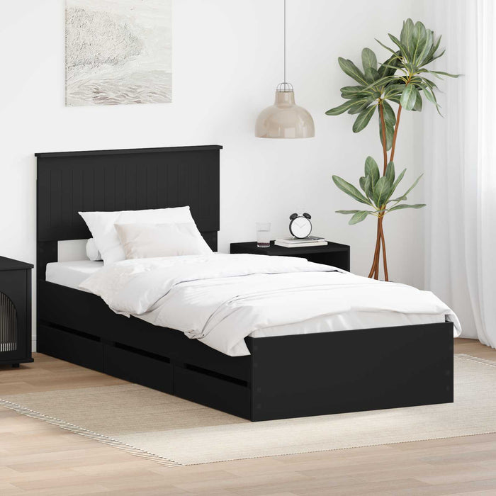 Cadru de pat cu sertar Negru 90 x 190 cm Lemn Ingineresc - WALTI WALTI