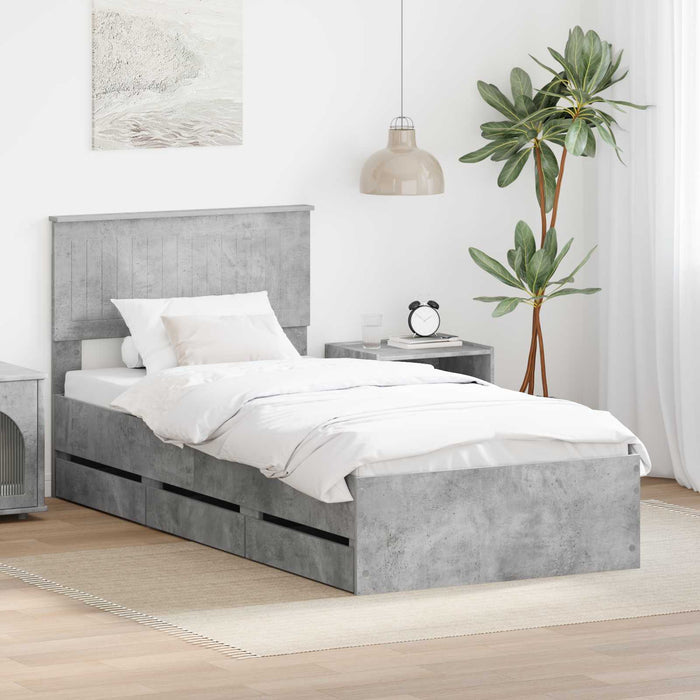 Cadru de pat Gri din beton 90 x 190 cm Lemn Ingineresc - WALTI WALTI