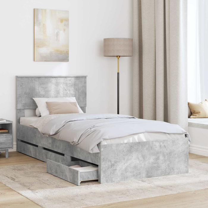 Cadru de pat Gri din beton 90 x 190 cm Lemn Ingineresc - WALTI WALTI